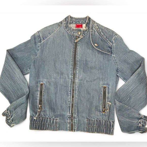 Levi’s Women’s Denim Moto Jacket 77445 Sz S Light Wash Made in Hong Kong - Picture 1 of 7
